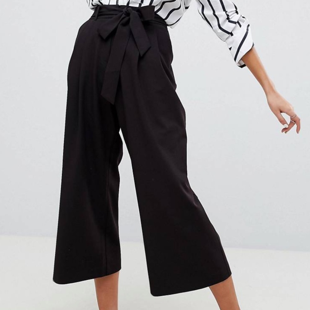 ASOS Design Mix & Match Culotte w/ Tie Waist (Black)